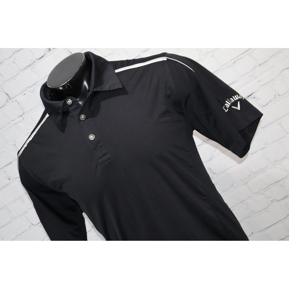 Callaway Golf Polo Men Large Black Short Sleeve Golf Shirt Performance Polyester